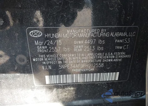 2015 Hyundai Sonata Sport z USA, uszkodzony, nr VIN 5NPE34AF9FH212558